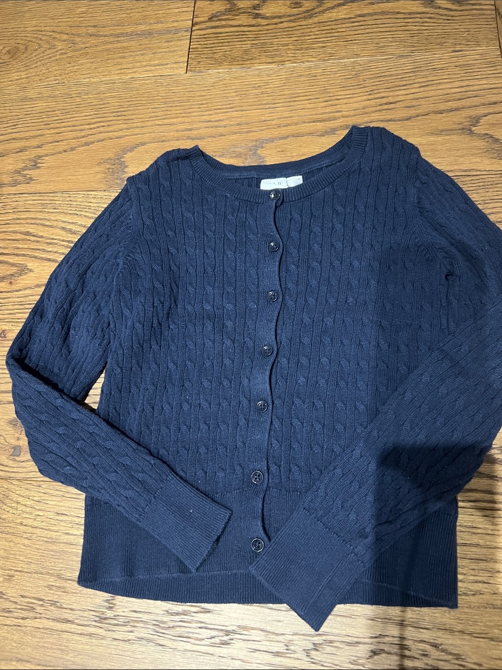 GAP Navy Cable-Knit Button-Up Cardigan